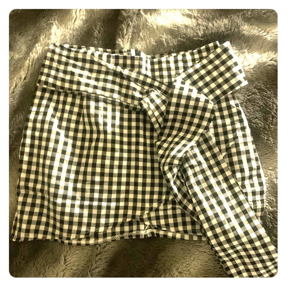 Tie front mini skirt